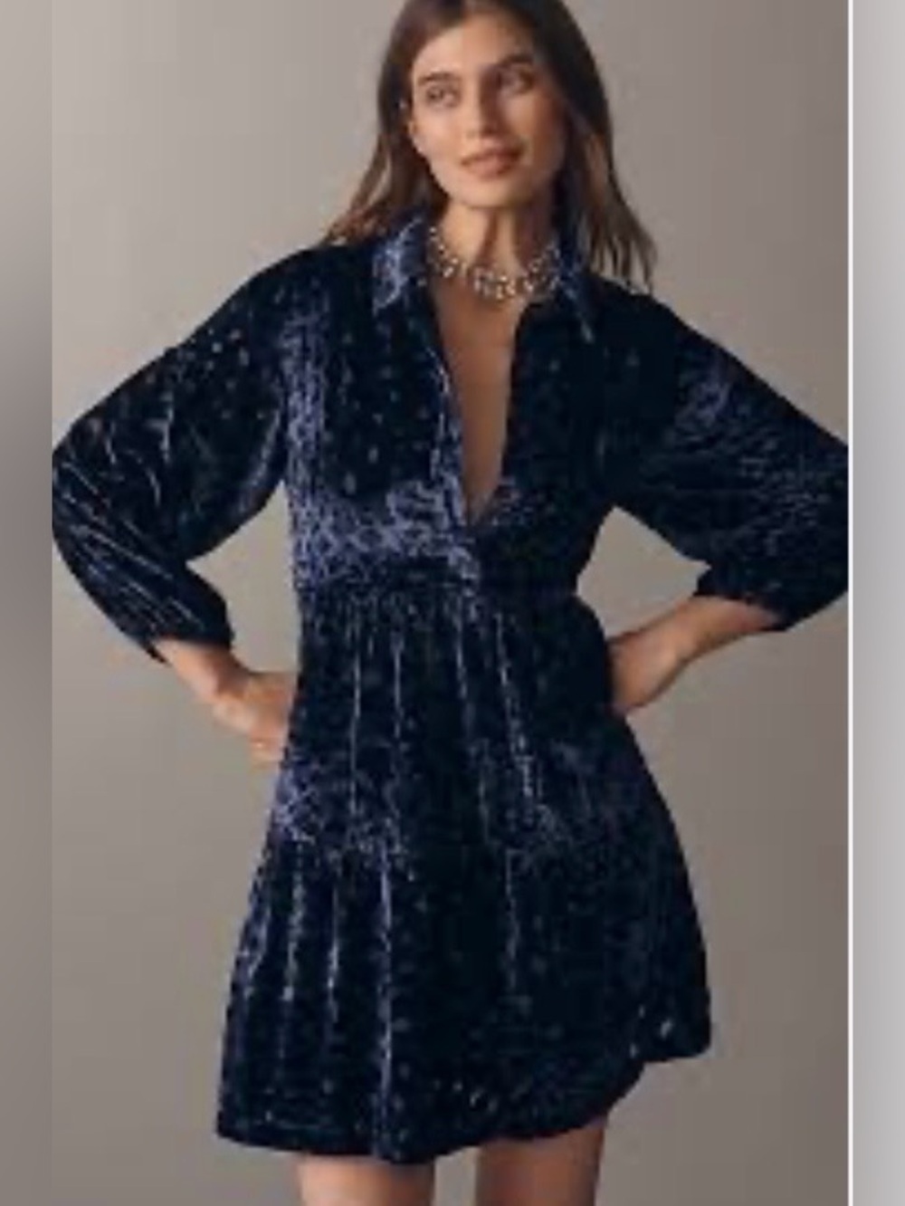 Anthropologie Bettina Velvet Tiered Mini Shirt Dress Size Large NWT
